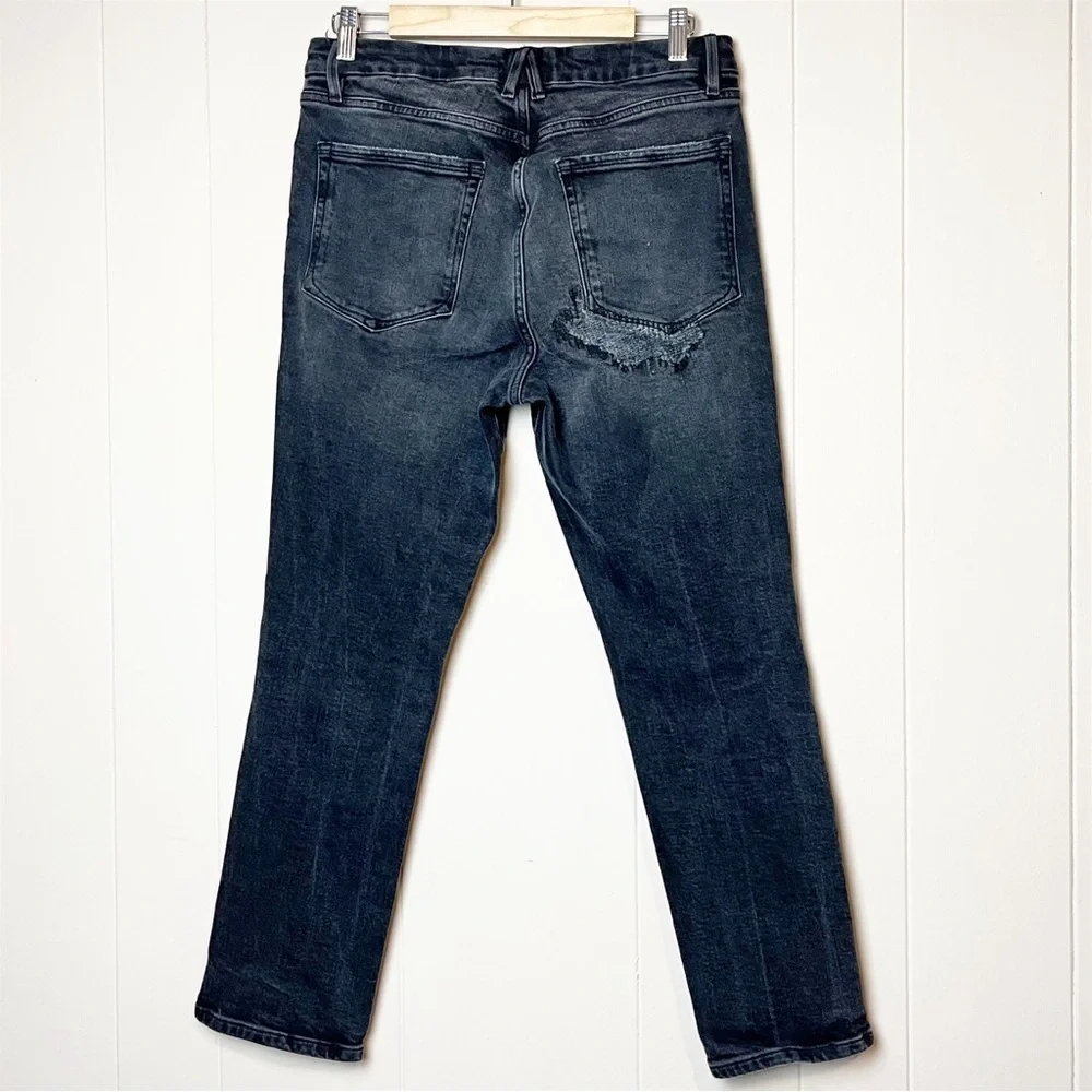 Good American Good Classic Jeans 10 30 black faded distressed high waist stretch